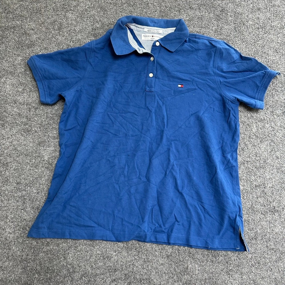 Tommy Hilfiger Polo Womens Size 1X Blue Short Sleeve Embroidered Logo Casual Top